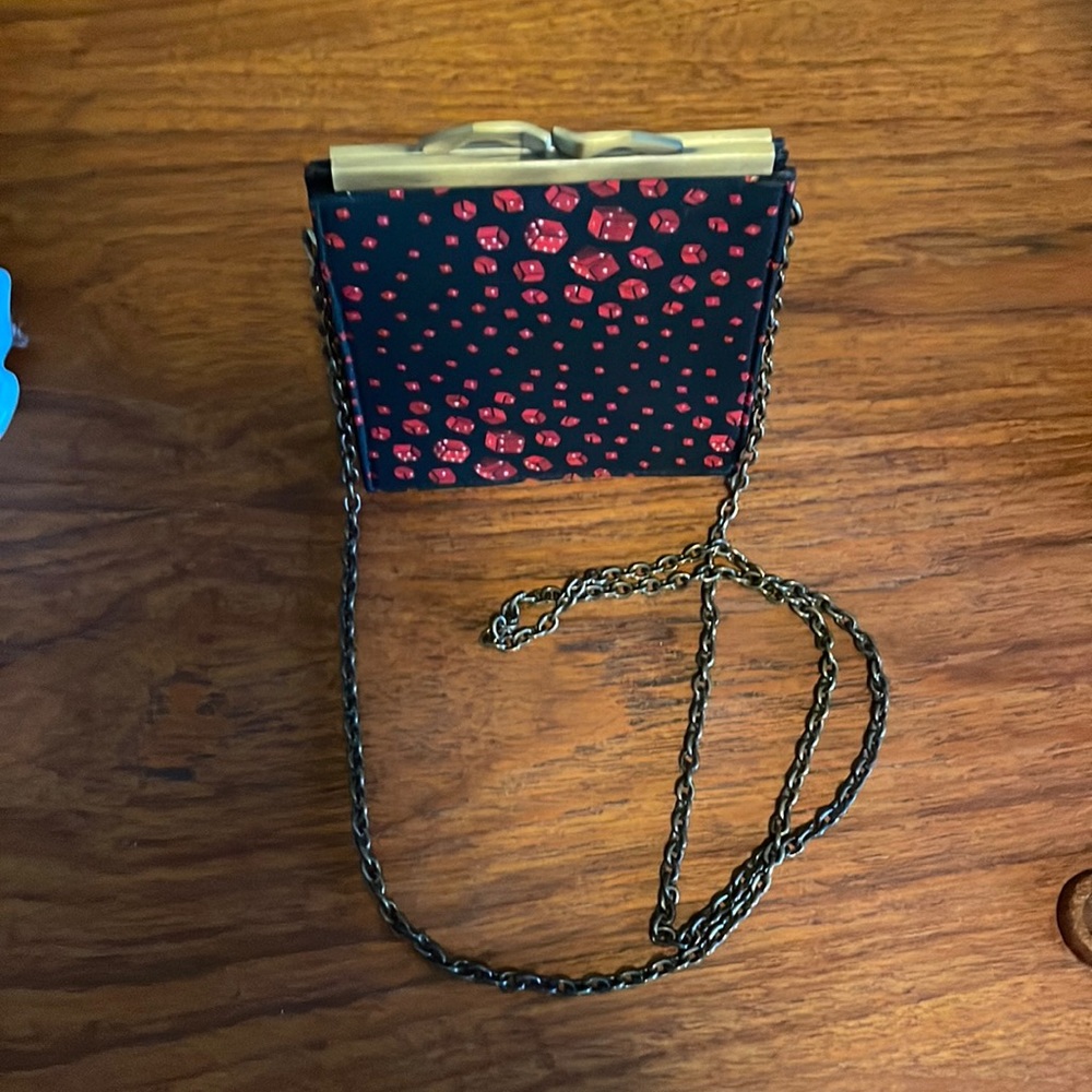 Super cute, dice motif, evening purse with chain, Nicole Miller